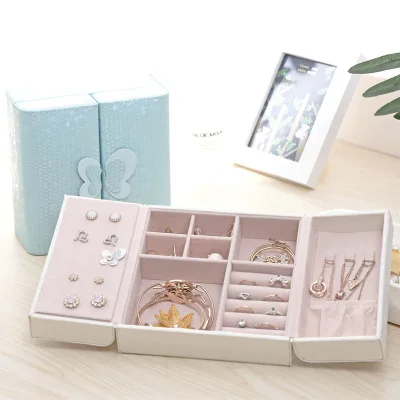 

Jewelry Box Multi-grid Jewelry Casket Double Open Portable Jewelry Organizer Exquisite Makeup Storage Gift For Valentine's Day
