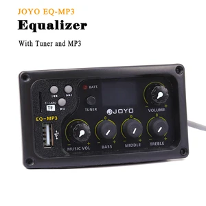 JOYO EQ-MP3, эквалайзер для акустической гитары, 3-полосный эквалайзер, звукосниматель с MP3 и тюнером, ЖК-дисплей, Регулировка низких частот, средних высоких частот