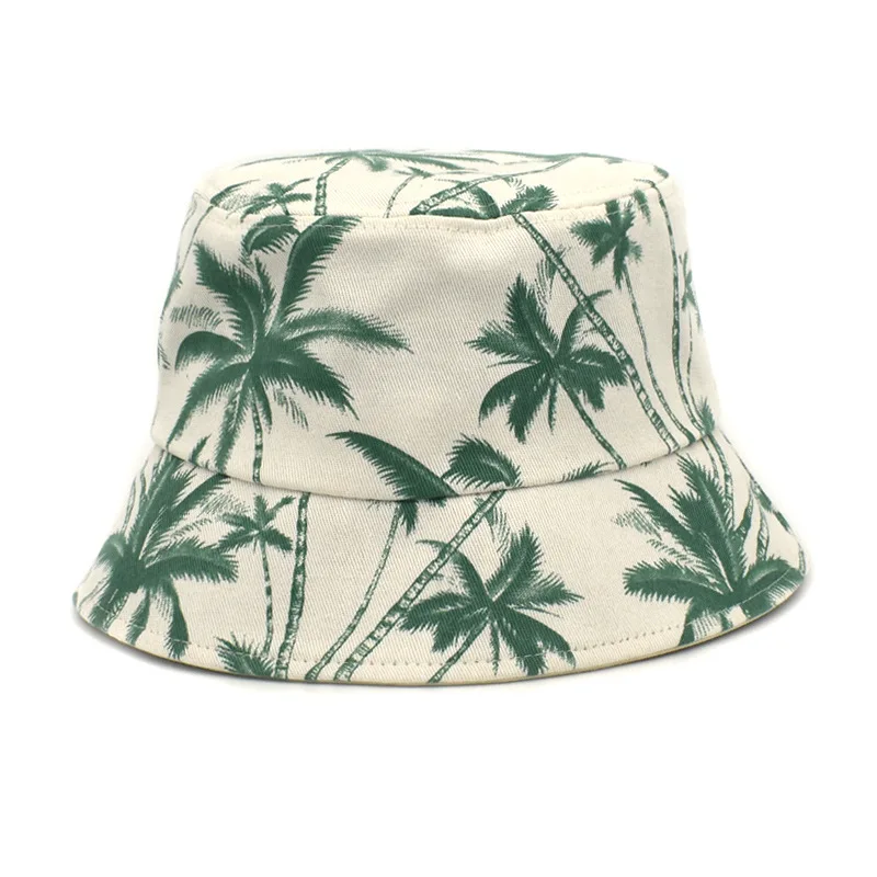 

Panama Printing Bucket Hats for Women Double Side Basin Summer Women's Cap Palm Tree Bucket Hats Packable Beach Outdoor