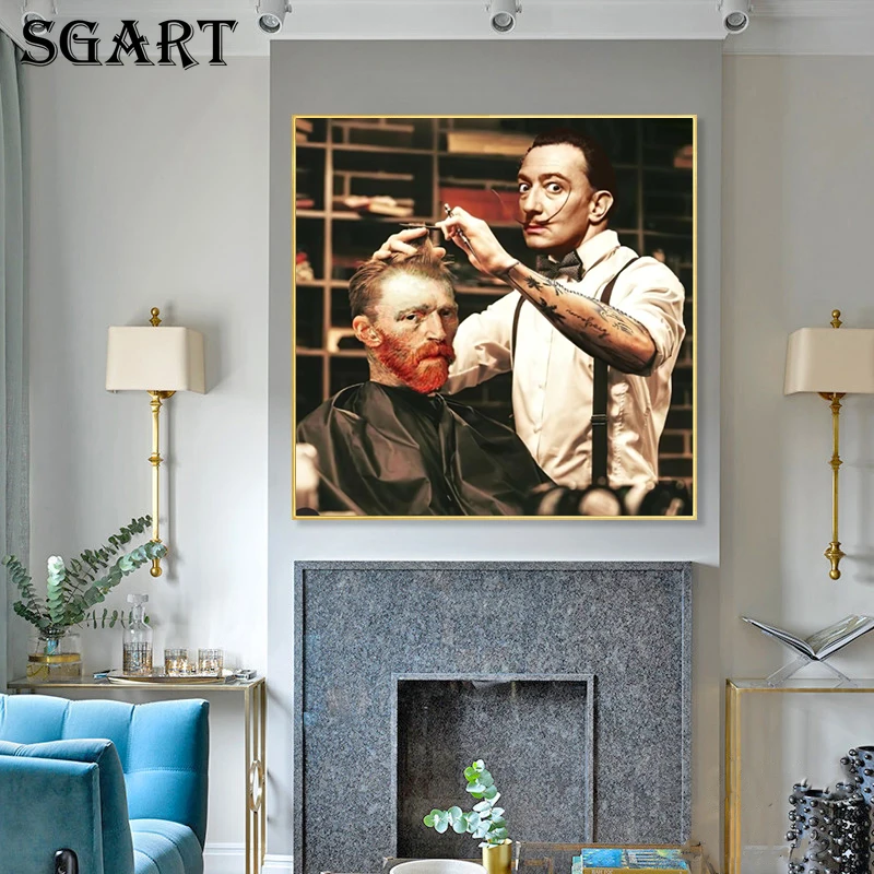 

Abstract Art Van Gogh Haircut Canvas Painting Funny Character Portrait Poster And Prints Wall Art Pictures For Living Room Decor