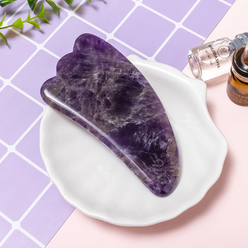 Терапевтический камень гуаша для лица аметист фиолетовый нефрит инструменты 100%