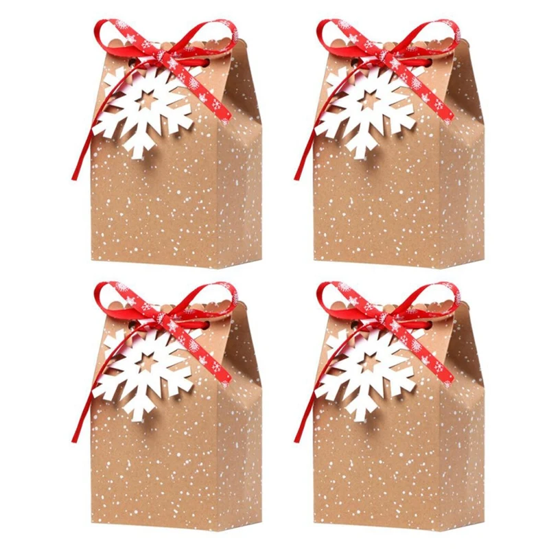 

Рождественская коробка для конфет рождественские крафт-Бумага Снежинка из бумаги Бумага сумка мешочек для печенья, конфет на Новый год и Ро...