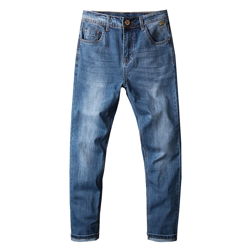 

High Quality Male Elastic Blue Gray Skinny Leisure Jeans Business Brand Clothing 28-40 Men's Straight Fashion Retro Jeans