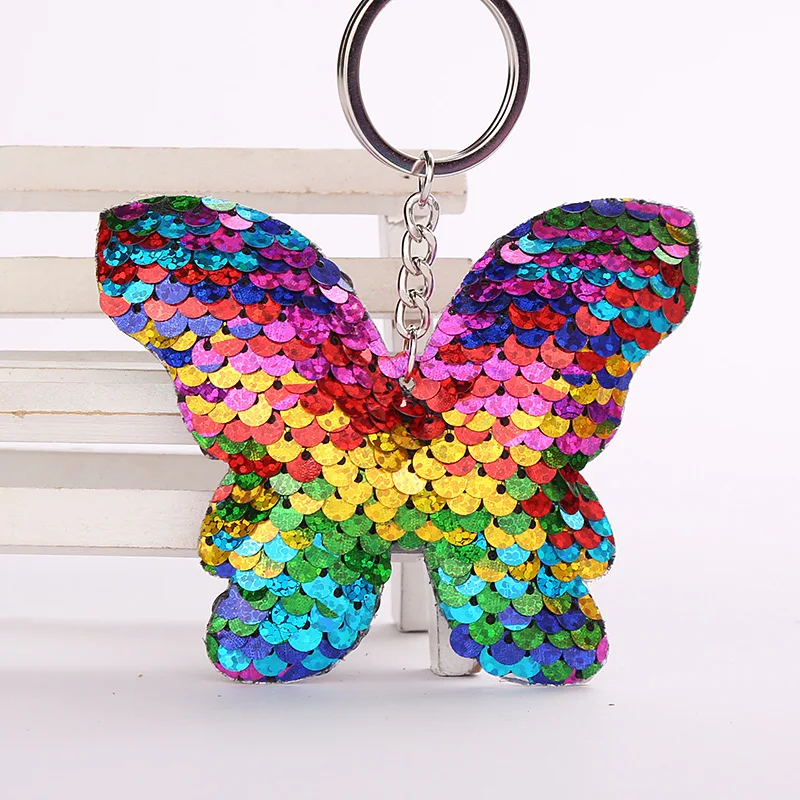 Colorful Новая мода красивая бабочка брелок блестки брелок подарок для женщин девушки аксессуары для машины, сумки брелок - Цвет: Colorful