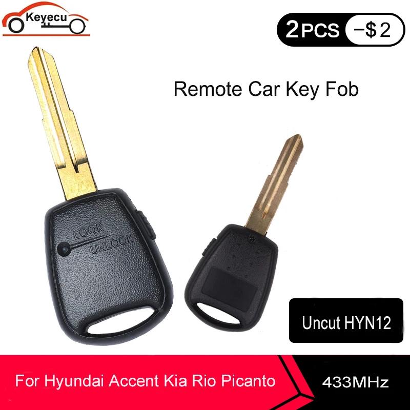 KEYECU дистанционный ключ сторона 1 Кнопка 433 МГц ID46 чип для Hyundai Accent 2006 2010 Kia Rio Picanto Soul