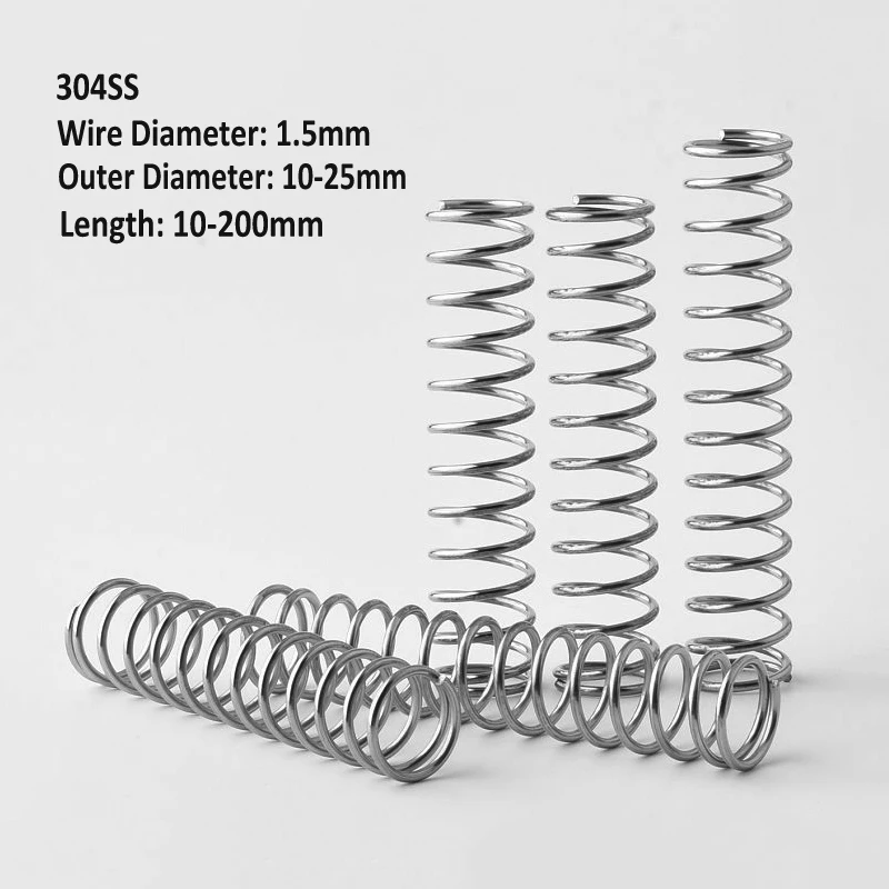 

304 Stainless Steel Compression Springs Y-shaped Spring Wire Diameter 1.5mm OD10/11/12/13/14/15/16/17/18/20-25mm Length 10-200mm