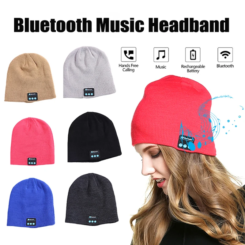 

Wireless Headphone Bluetooth Earphons knitted Warm Hat Sport Earbuds With Microphone Music Headset For Oppo Huawei Iphone Xiaomi