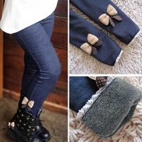thick warm fall spring girls leggings jean pants bow high quality pants solid bouncy plus cashmere 4 5 6 7 8 9 10 years old girl