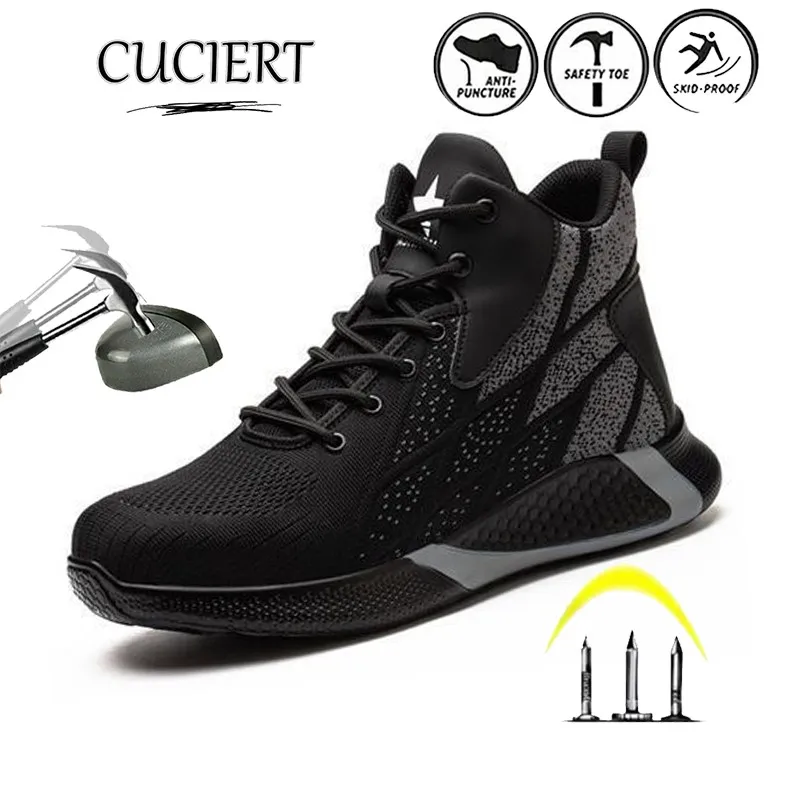 

Men Work Boots Steel Toe Safety Shoe Outdoor High-top Hiking Shoes Jungle Boots Anti-smash Anti-puncture Male Winter Sports Shoe