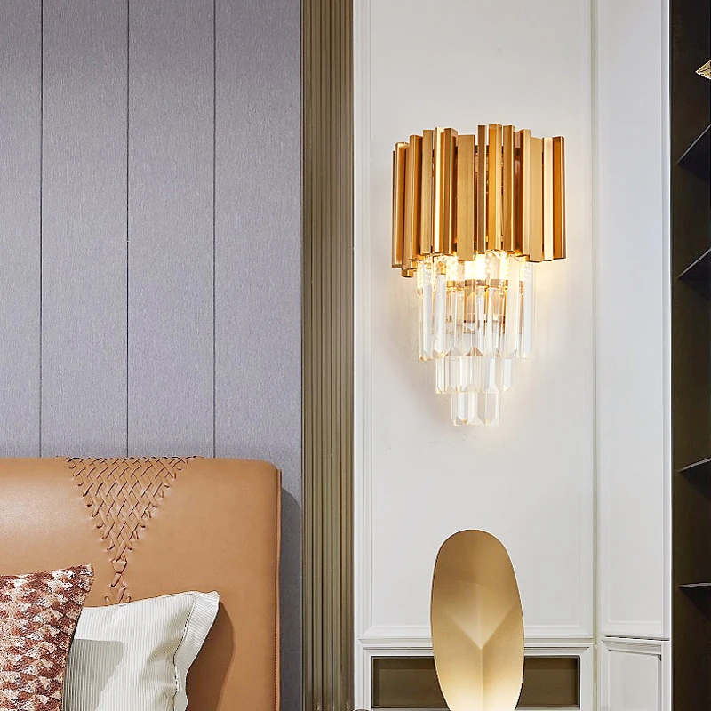 Современные Настенные светильники FKL Кристальные лампы золотого цвета для