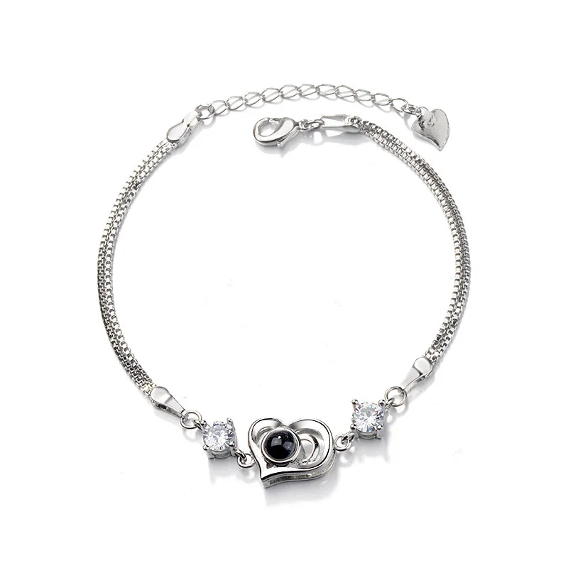 

VAB1 Classic Heart sell product black stone bracelet new jewelry women and girl jewelry for brithday gift free ship