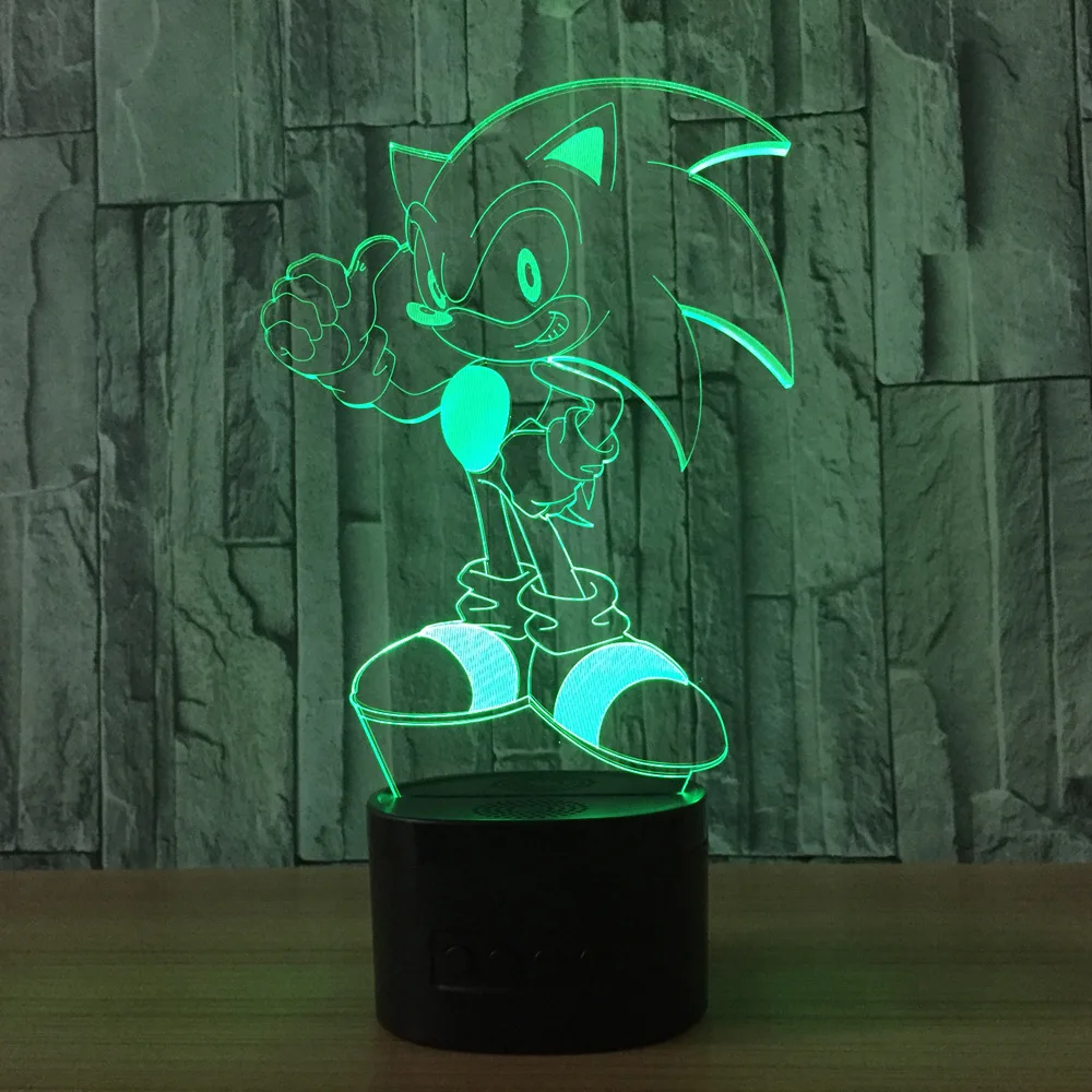 Modelo de figura de Sonic 3D, luz nocturna LED, l&aacute;mpara que cambia de 7 colores, figura de acci&oacute;n S&oacute;nica, decoraci&oacute;n de dormitorio, juguete, regalo de cumplea&ntilde;os para ni&ntilde;os-3