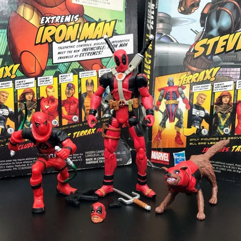 

Marvel Universe X-Men Red Blue Grey Deadpool Action Figure 3.75 Inch Movable Joints Dog Anime Figurine Model Toys Gift