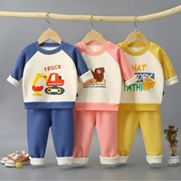 cartoon baby kids pajamas sets for boys sleepwear suit new autumn girls pajamas long sleeve topspants 2pcs unisex baby clothes