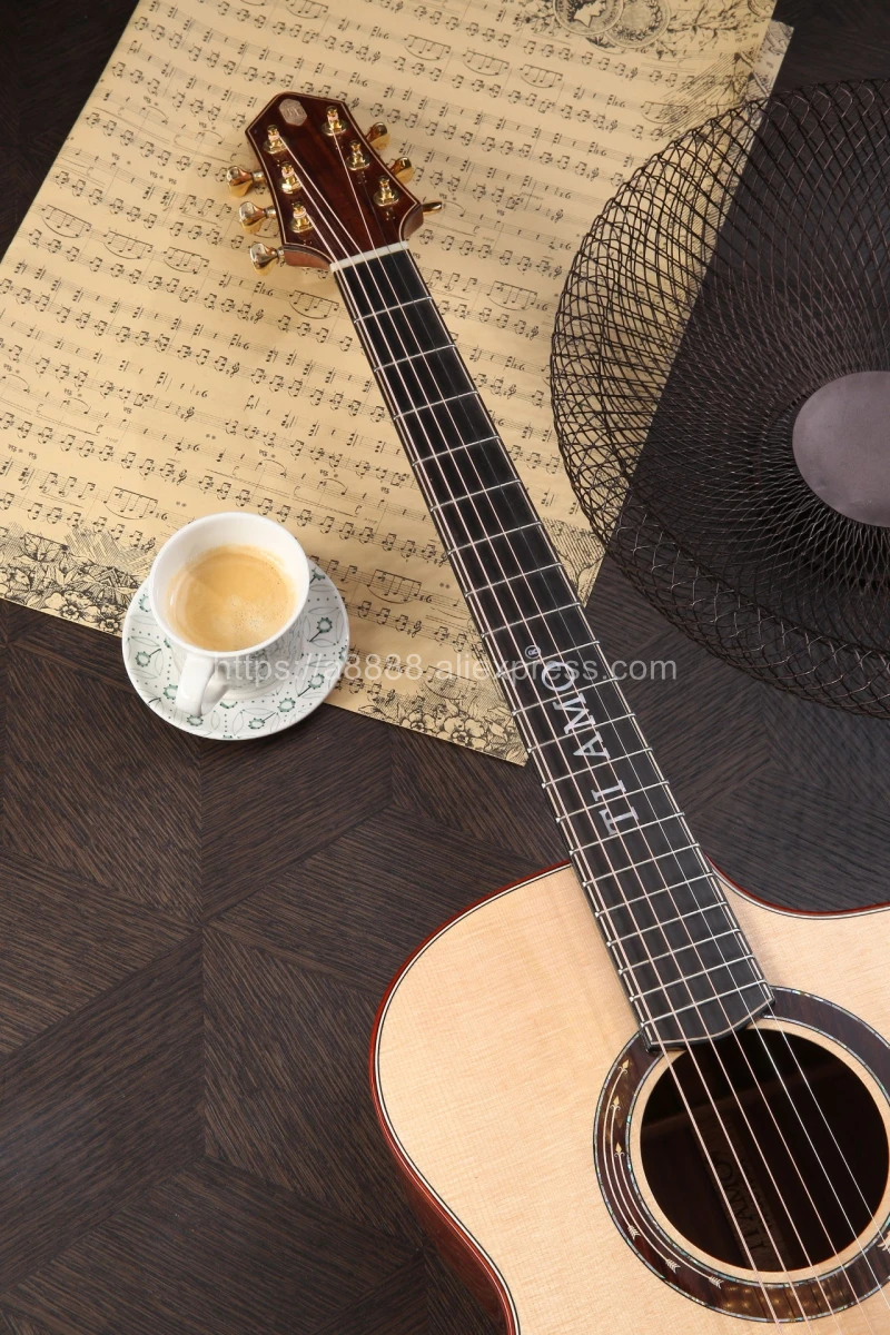 Полностью твердая гитара 41 дюйм Джамбо с твердым верхом из ели/твердый корпус Santos