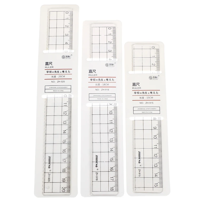 

1pcs 15cm 18cm 20cm Transparent Simple Ruler Plastic Square Ruler Cute Learning Stationery Drawing School Supplies