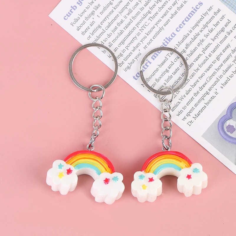 

Милый резиновый Радужный брелок для ключей, Маленькая подвеска-брелок в подарок на год, красивый подарок для девушки, 2 шт.