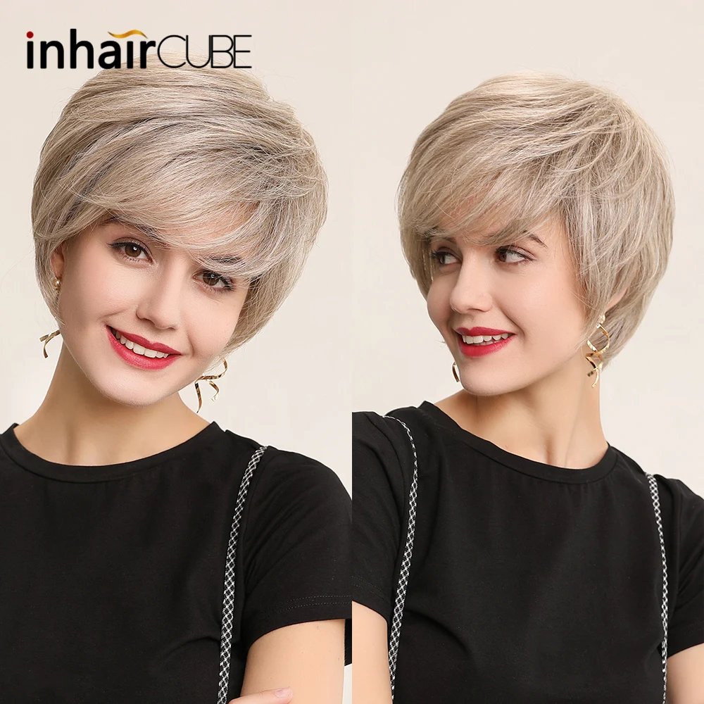 Inhaircube Ombre коричневые короткие волнистые волосы кружевные Передние синтетические