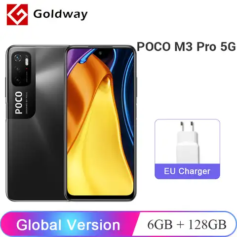Глобальная версия POCO M3 Pro 6 ГБ 128 Гб Смартфон Dimensity 700 Octa Core 90 Гц 6,5 "FHD + безрамочный экран с DotDisplay 5000 мА/ч, 48MP тройной Камера