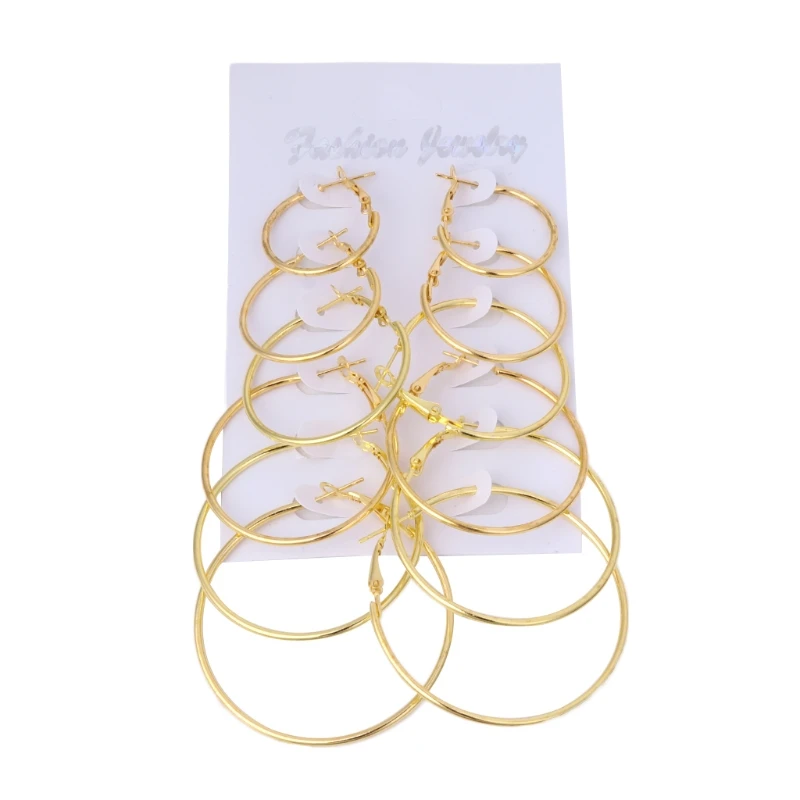 6 пар/компл. Винтажные висячие кольца большой круг обруч женские серьги в стиле