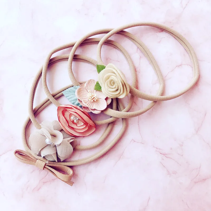 Тюрбан для новорожденных девочек 5 шт./компл. Детская повязка волос цветок с