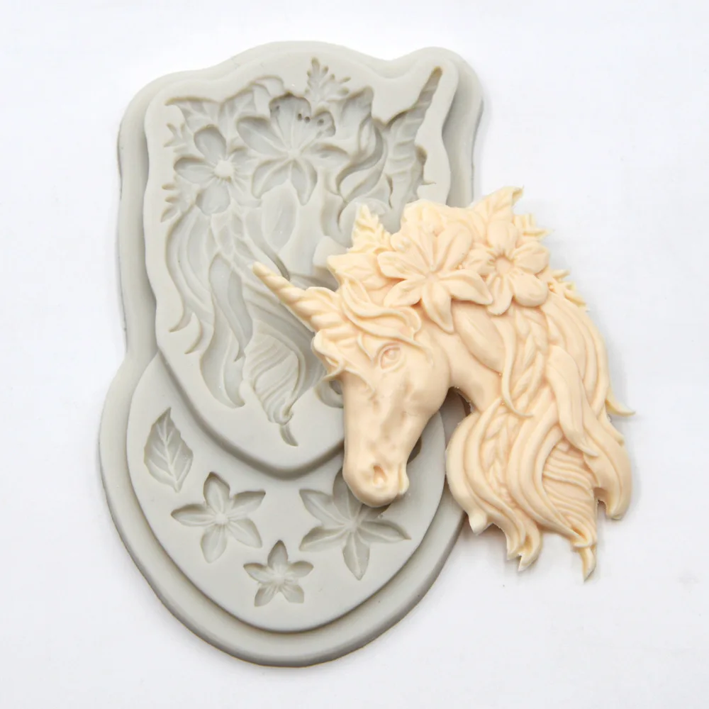 Новинка силиконовая форма 3D в форме единорога для помадки торта свадебное