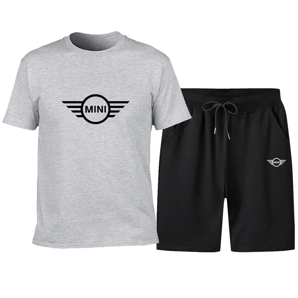 

2021 popular new cotton men's T-shirt + Sports Shorts Set MINI car logo summer high quality T-shirt sports running sets