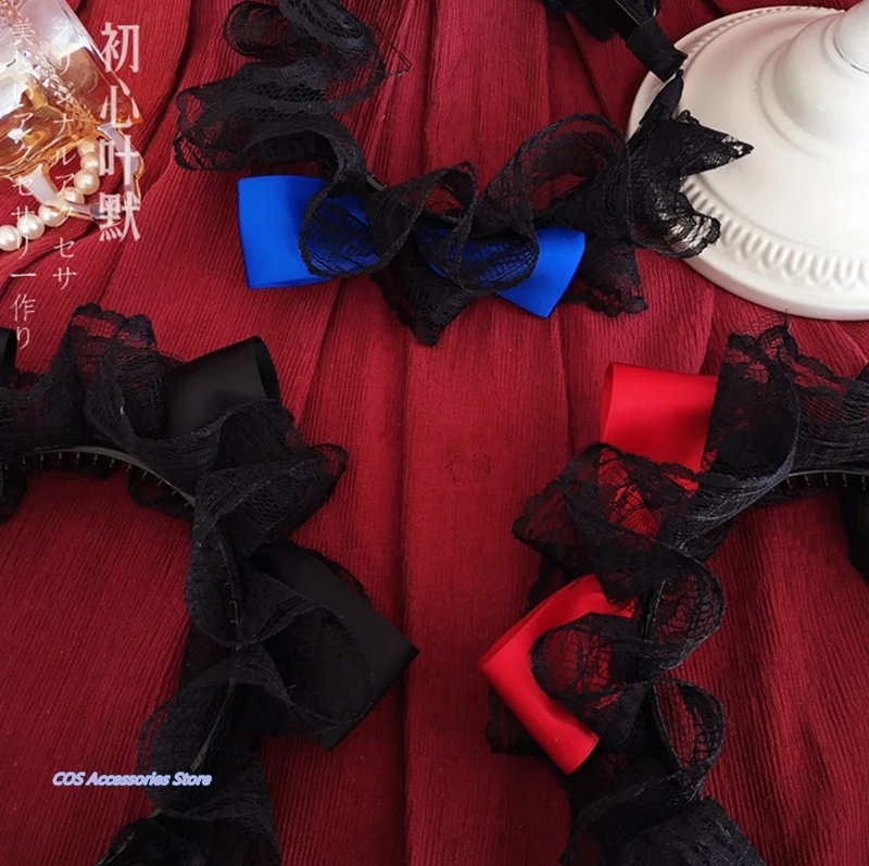 

Japanese Original Lolita Hair Accessories Diablo Sweet Lace Bowknot Young Girl Hair Hoop Soft sister Headdress Kawaii Ruffle New