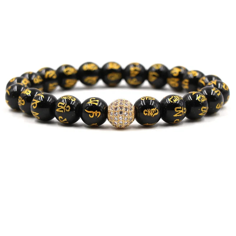 10 мм шесть слов настоящая речь Будда бусы браслет микро вставка циркон шар