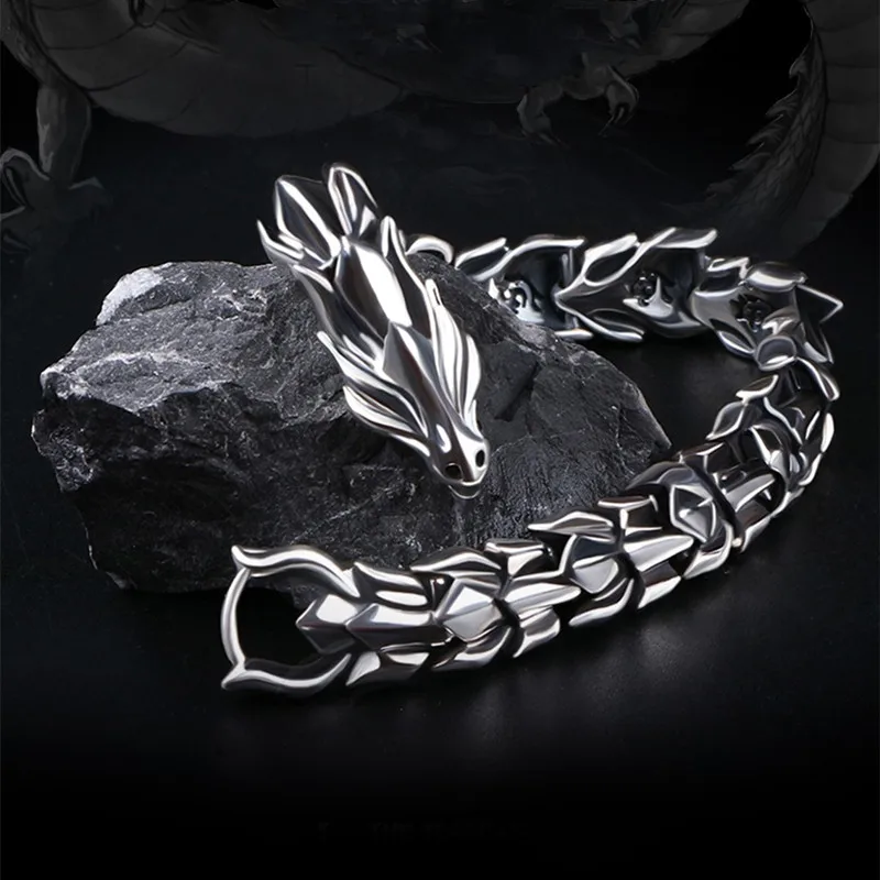 S925 Sterling Silver Bracelet Male Personality Fashion Jewelry Boy Birthday Gift New Year Hip Hop Punk Style | Украшения и