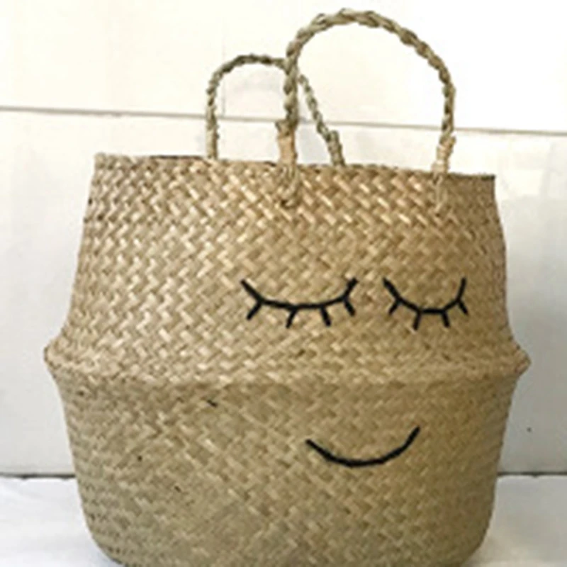 

Seaweed Woven Basket Portable Plant Potted Plants Nordic Flower Pots
