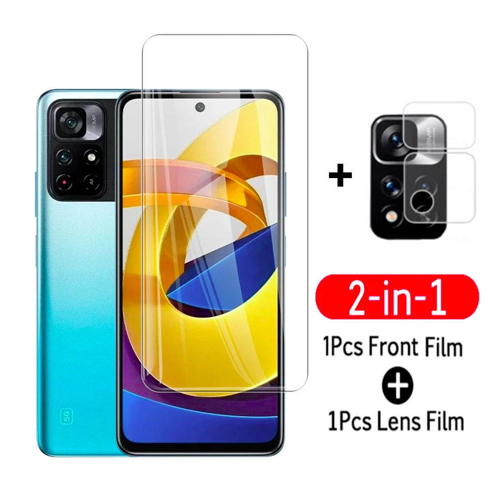

2in1 Protective Glass for Xiaomi POCO M4 Pro 5G Screen Protector on for POCO M3 X3 pro X3 NFC F3 GT Camera protection Film