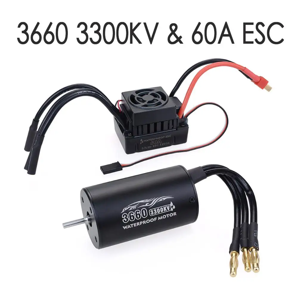 3660 3300KV 60A ESC RC автомобиль 1:10 Запчасти 3650 3660 F540 2300KV 2600KV 3100KV 3300KV 3900KV 4370KV бесщеточный мотор 60A ESC для Monster Грузовик Багги Baja - Цвет: 3660 3300KV 60A ESC
