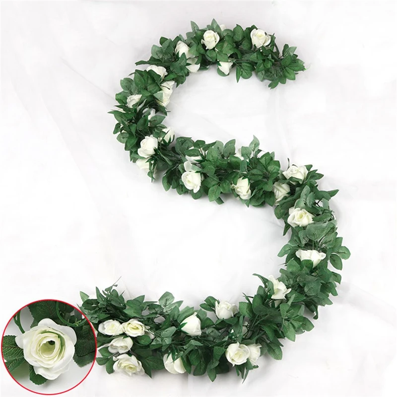 16 цветов искусственные розы подвесные декоративные лоза листья цветы украшения