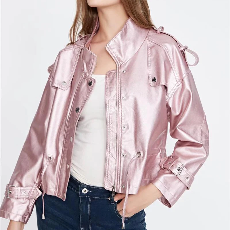 Куртка TMODA282 женская из искусственной кожи мотоциклетная верхняя одежда