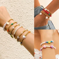 new design colorful seed beads bracelets bohemian womens soft pottery fruit beads chain mix color rice bead bracelet girl gift