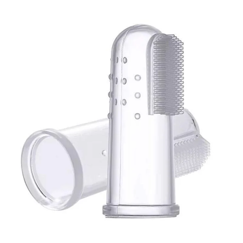 Горячая Распродажа супер мягкая надеваемая на палец зубная щетка для домашних