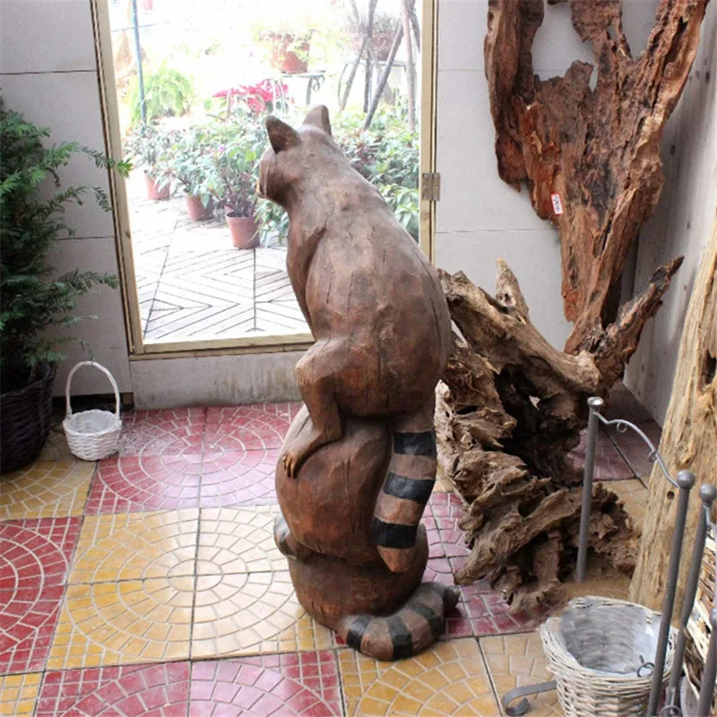 

Bao Guang Ta Nordic Cute Raccoon Retro Garden Statue Simple Kindergarten Country Sculpture Modern Home Decor Animal Crafts A3203