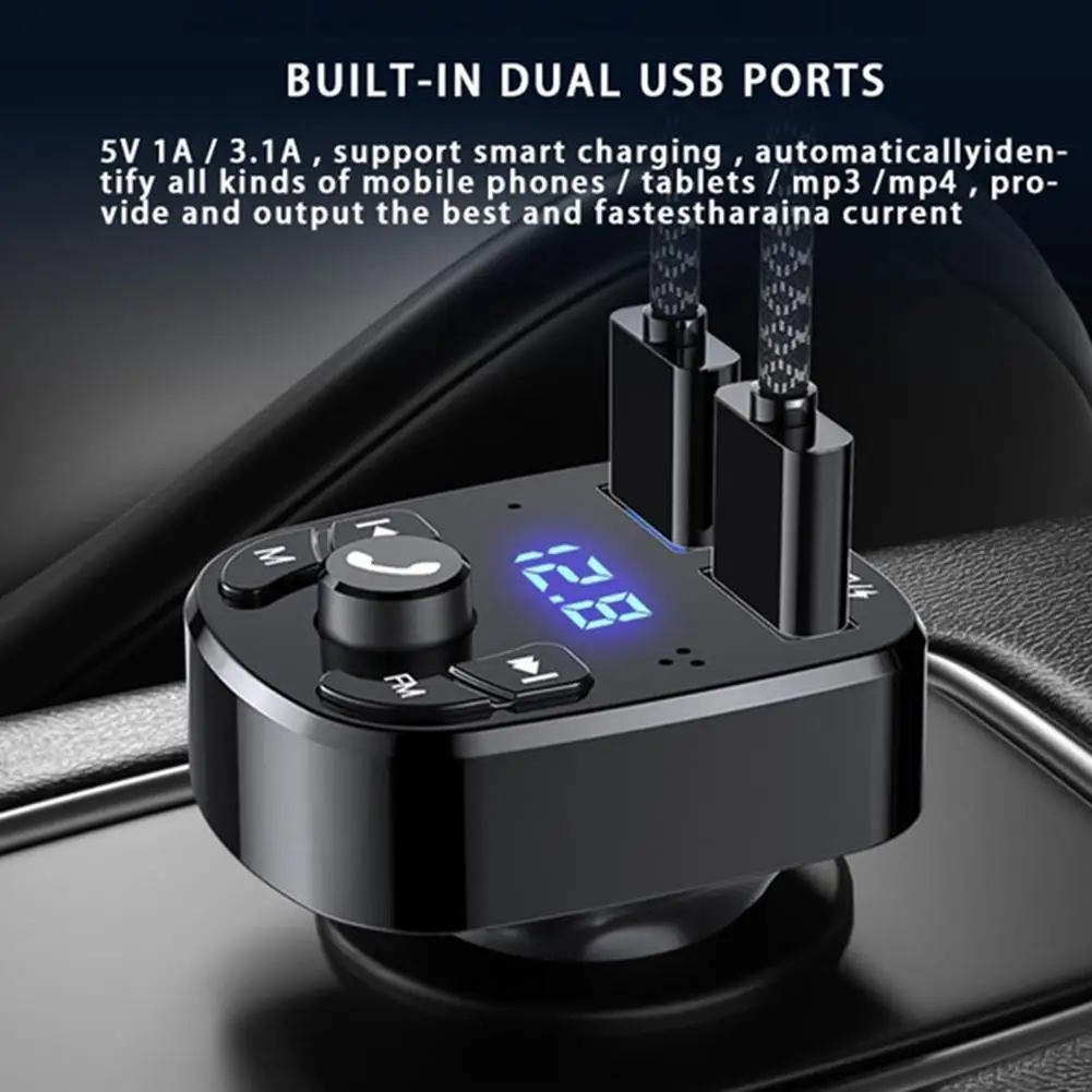 car hands free bluetooth compaitable 5 0 fm transmitter car kit mp3 modulator player handsfree audio receiver 2 usb fast charger free global shipping