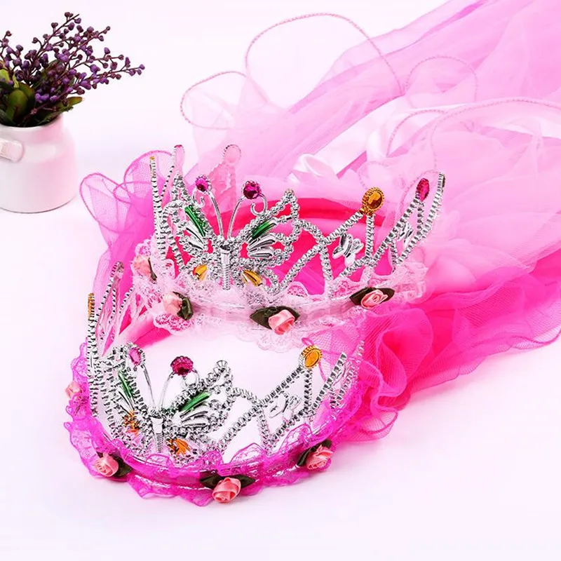 

Kids Girls Butterfly Flower Headband Veil Children Princess Hair Band Headwear Wedding Accessory Christmas