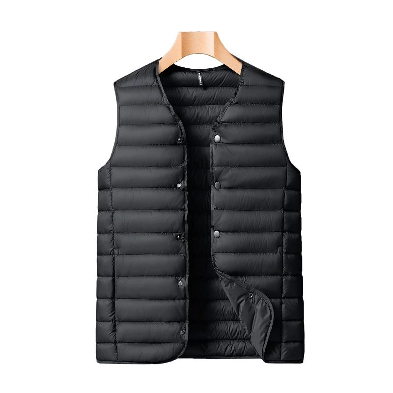 

Pure Color Single-Breasted Men Winter Down Vest Coat Large Size 6XL 7XL 8XL Waistcoat Jacket 80% White Duck Down, FLUFFY 600