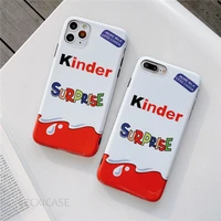 ins milk chocolate kinder surprise label phone case for iphone 11 12 pro x xr xs max 7 8 6 plus se2 glossy soft silicon cover