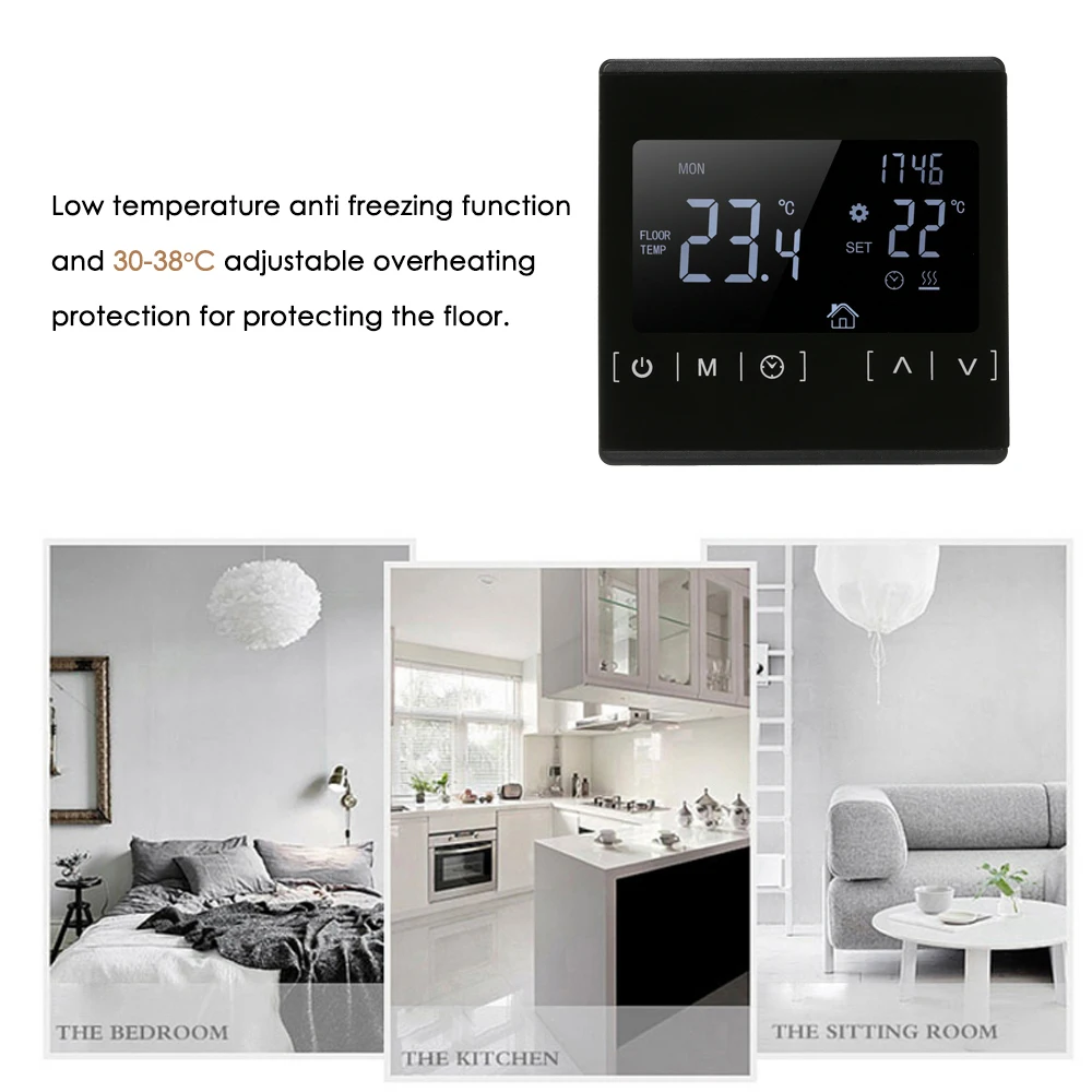 

LCD Touch Screen Thermostat for Floor Smart Home Electric Floor Heating System Thermoregulator AC85-240V Temperature Controller