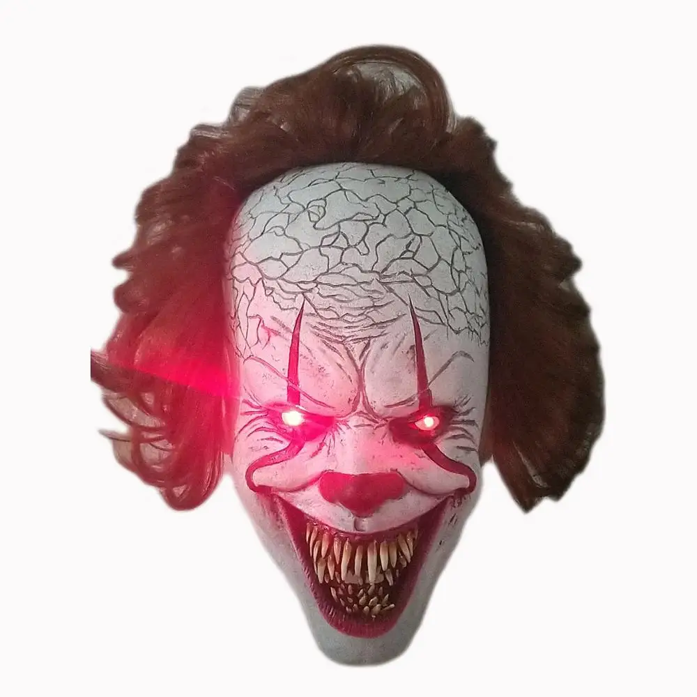 LED Buck teeth Стивен Кинг это маска пеннивайза страшная маска на Хеллоуин клоун Полное Лицо Маска ужас призрак маски латекс реалистичные сумасшедшие жуткие - Цвет: LED Buck teeth
