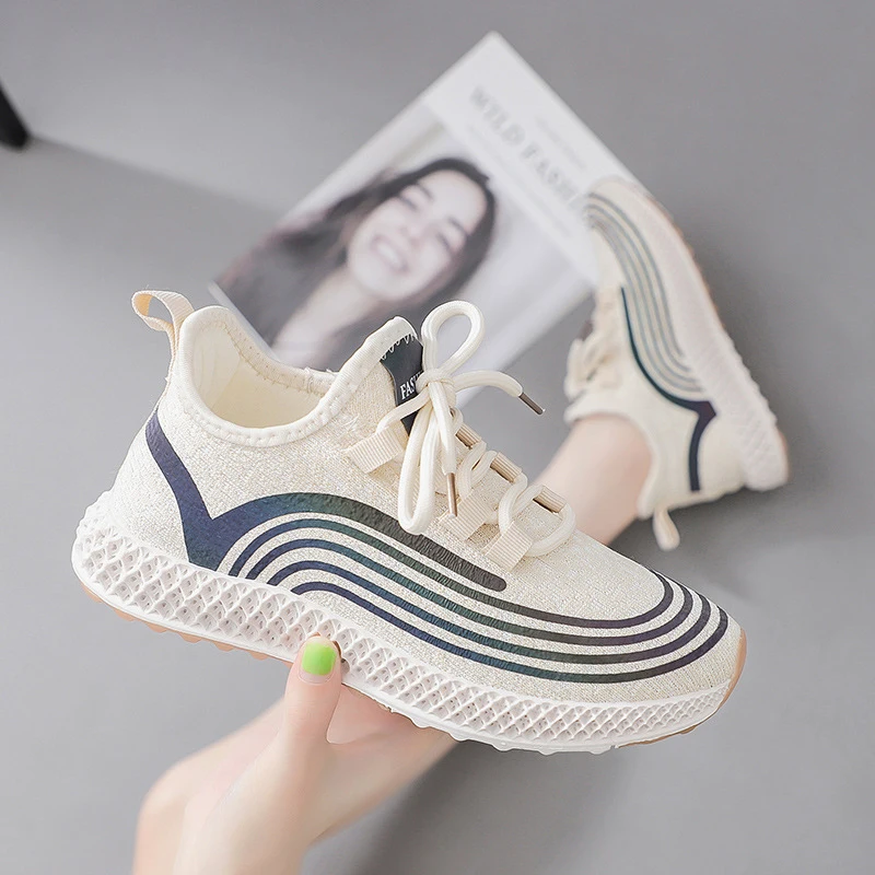 Женская Повседневная обувь Модные дышащие прогулочные сетчатые туфли на плоской