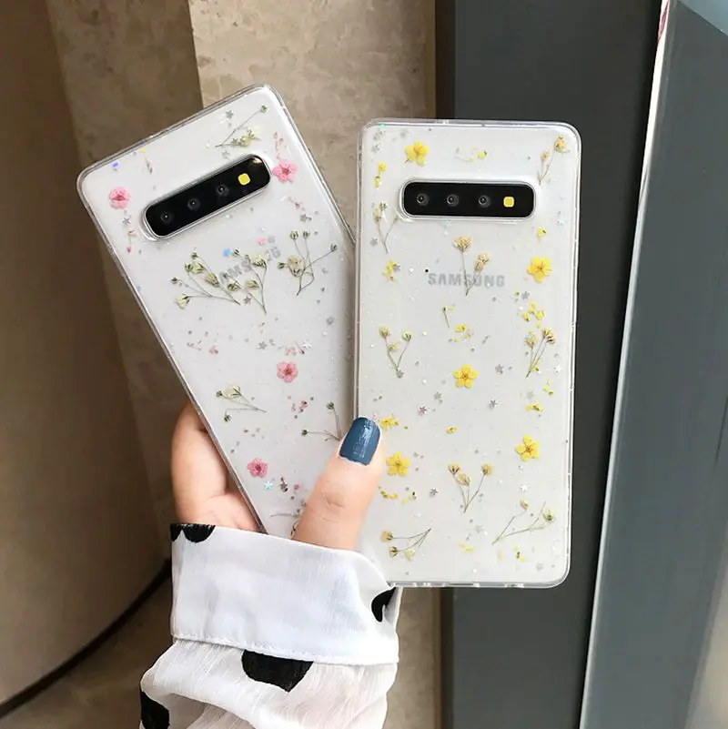 DCHZIUAN настоящая трава цветок чехол для телефона samsung Galaxy S9 Plus S10 Plus S10 S9 модный прозрачный мягкий силиконовый чехол