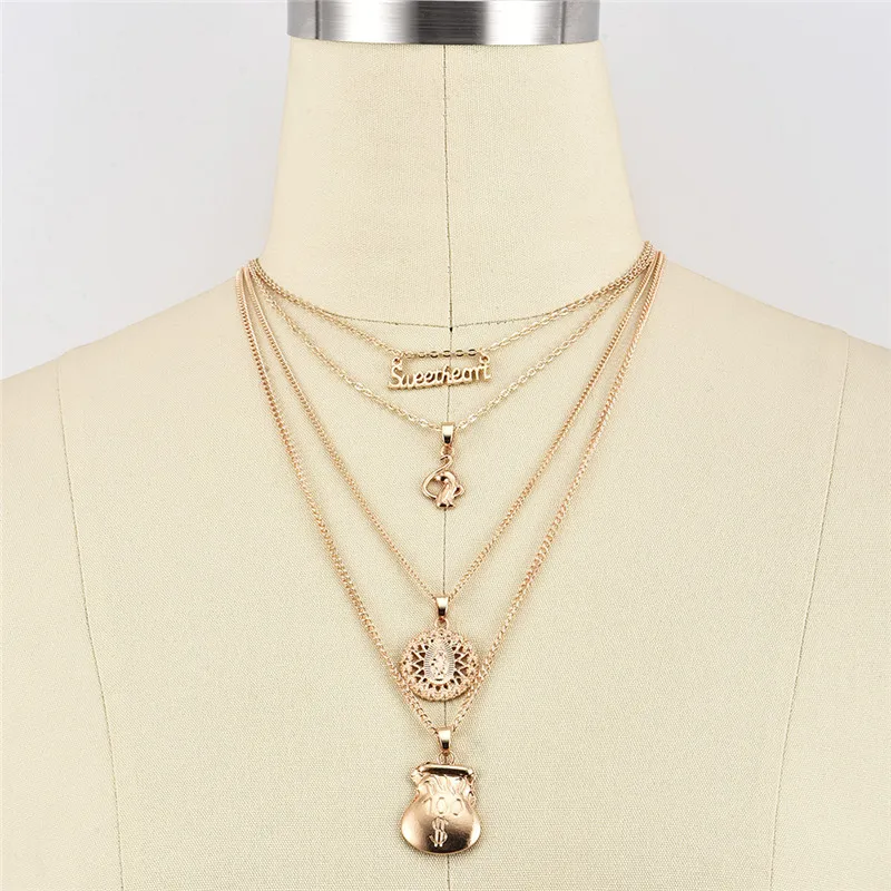 Цепочка с подвеской в богемном стиле изображением девы Марии и лисы | Украшения