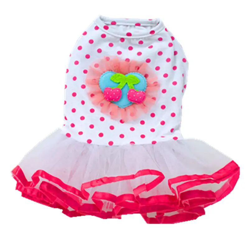 Юбка пузырек с вишневым рисунком одежда для щенка питомца Одежда питомцев милая