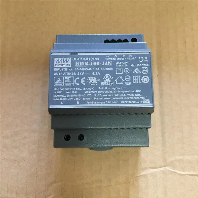 

Оригинальный Mean Well HDR-100-24N meanwell 24V DC 4.2A 100,8 W ультратонкий ступенчатая форма DIN Rail источник питания