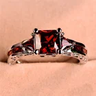 Модные серебряные кольца с рубином для женщин кольца с квадратным гранатом красным камнем зеленым квадратом для принцессы обручальное свадебное ювелирное изделие в подарок
